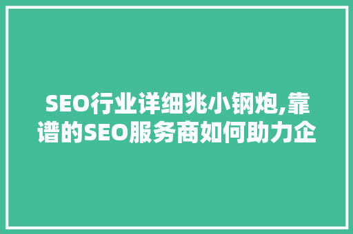 SEO行业详细兆小钢炮,靠谱的SEO服务商如何助力企业腾飞  第1张