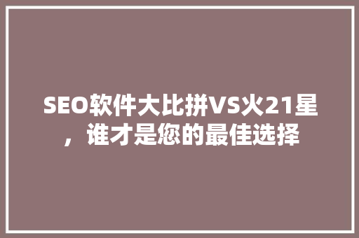 SEO软件大比拼VS火21星，谁才是您的最佳选择