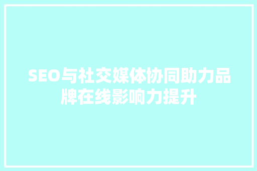 SEO与社交媒体协同助力品牌在线影响力提升  第1张