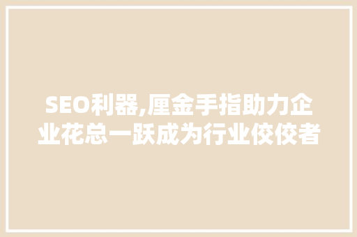 SEO利器,厘金手指助力企业花总一跃成为行业佼佼者  第1张