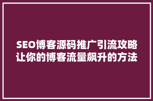 SEO博客源码推广引流攻略让你的博客流量飙升的方法  第1张