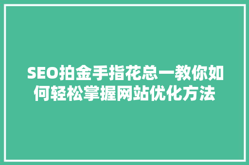 SEO拍金手指花总一教你如何轻松掌握网站优化方法