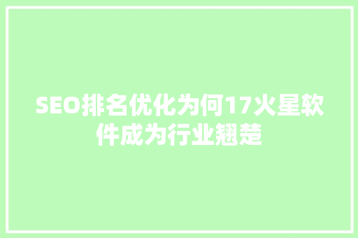 SEO排名优化为何17火星软件成为行业翘楚  第1张