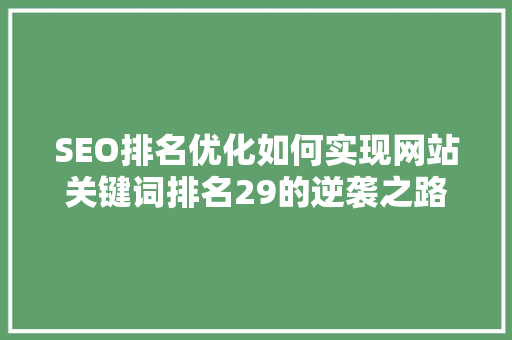 SEO排名优化如何实现网站关键词排名29的逆袭之路  第1张