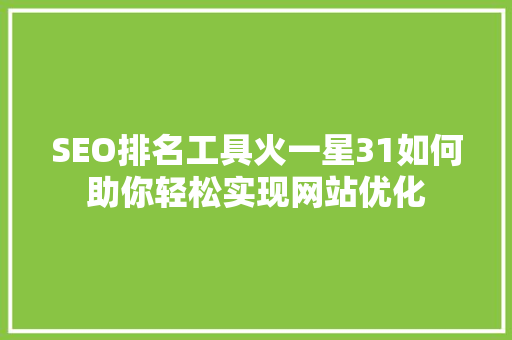 SEO排名工具火一星31如何助你轻松实现网站优化  第1张