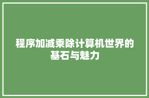 程序加减乘除计算机世界的基石与魅力  第1张