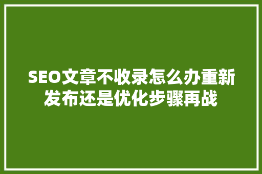 SEO文章不收录怎么办重新发布还是优化步骤再战