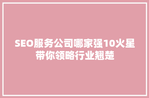 SEO服务公司哪家强10火星带你领略行业翘楚
