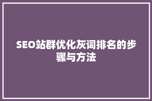 SEO站群优化灰词排名的步骤与方法  第1张