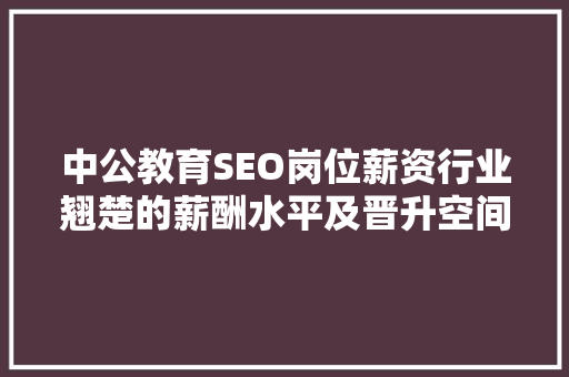 中公教育SEO岗位薪资行业翘楚的薪酬水平及晋升空间
