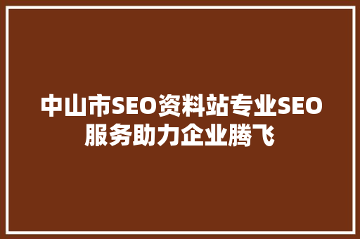 中山市SEO资料站专业SEO服务助力企业腾飞