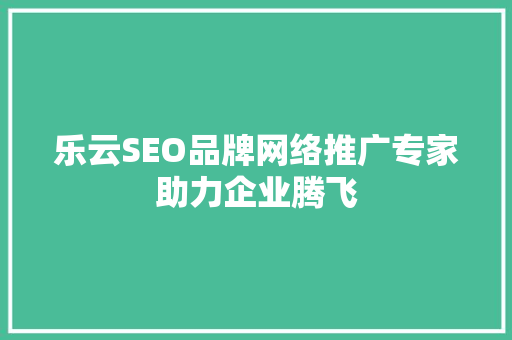 乐云SEO品牌网络推广专家助力企业腾飞