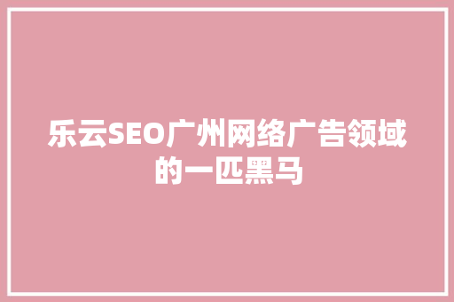 乐云SEO广州网络广告领域的一匹黑马