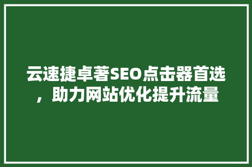 云速捷卓著SEO点击器首选，助力网站优化提升流量