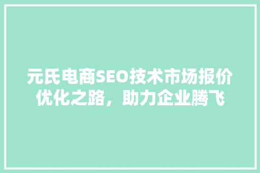 元氏电商SEO技术市场报价优化之路，助力企业腾飞