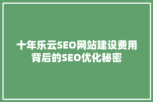 十年乐云SEO网站建设费用背后的SEO优化秘密  第1张