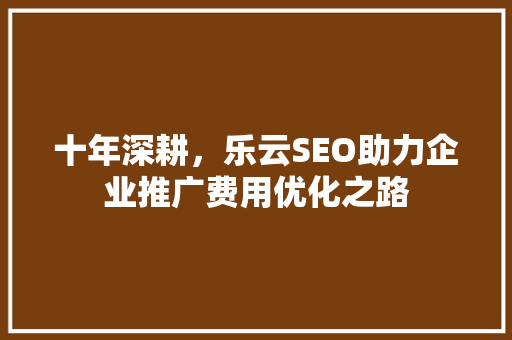 十年深耕，乐云SEO助力企业推广费用优化之路