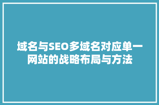 域名与SEO多域名对应单一网站的战略布局与方法  第1张
