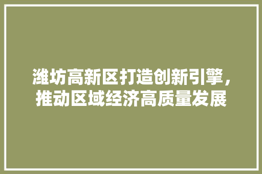 潍坊高新区打造创新引擎，推动区域经济高质量发展  第1张