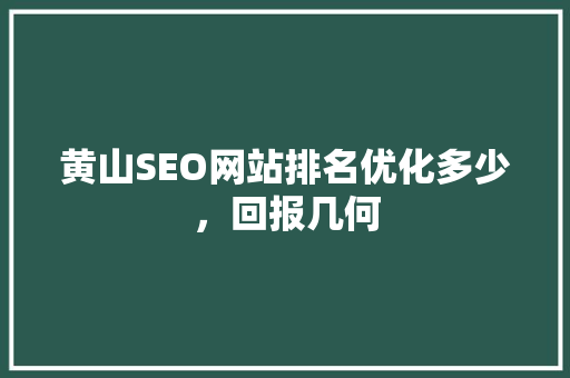 黄山SEO网站排名优化多少，回报几何