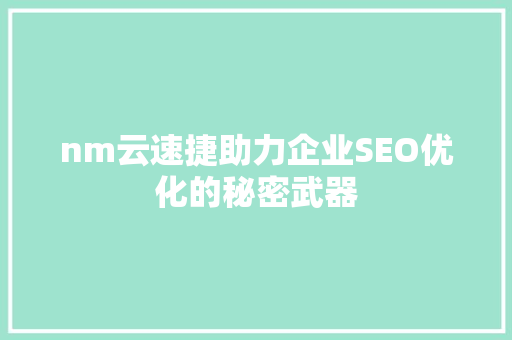nm云速捷助力企业SEO优化的秘密武器