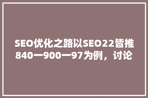 SEO优化之路以SEO22皆推840一900一97为例，讨论关键词布局的艺术  第1张