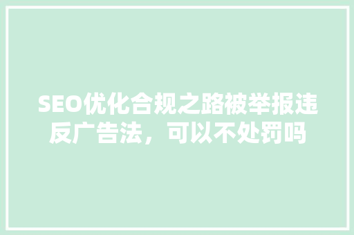 SEO优化合规之路被举报违反广告法，可以不处罚吗  第1张