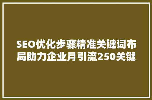 SEO优化步骤精准关键词布局助力企业月引流250关键词