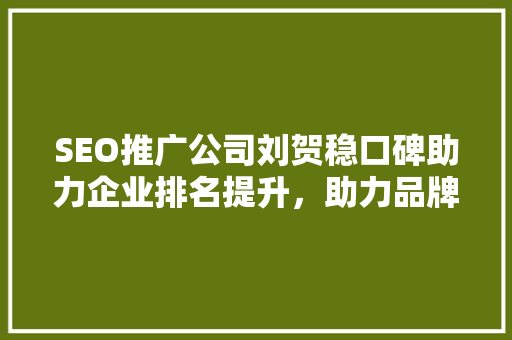 SEO推广公司刘贺稳口碑助力企业排名提升，助力品牌腾飞