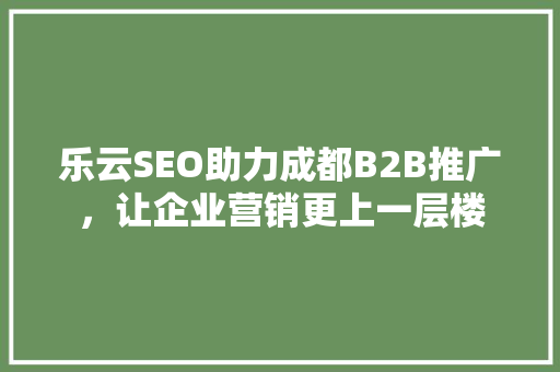 乐云SEO助力成都B2B推广，让企业营销更上一层楼