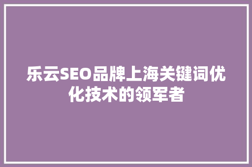 乐云SEO品牌上海关键词优化技术的领军者  第1张