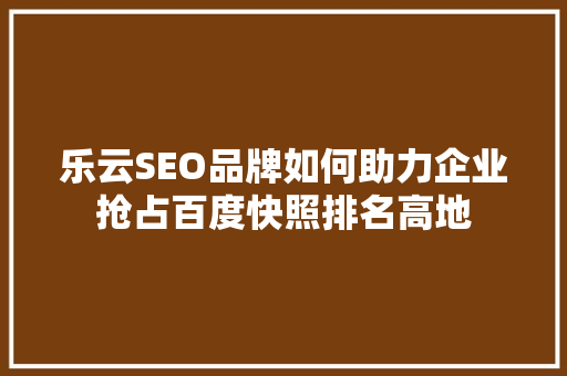 乐云SEO品牌如何助力企业抢占百度快照排名高地