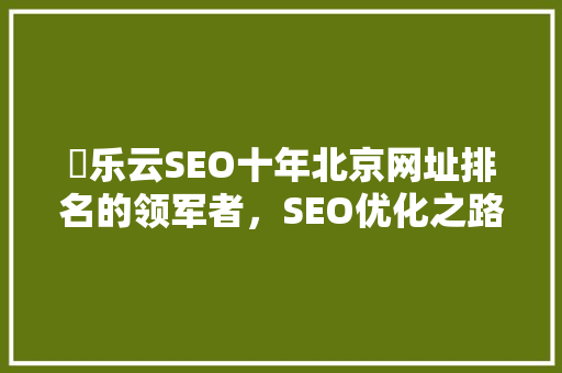 亅乐云SEO十年北京网址排名的领军者，SEO优化之路