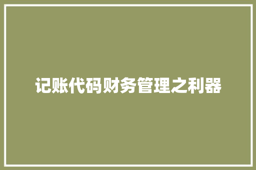 记账代码财务管理之利器  第1张