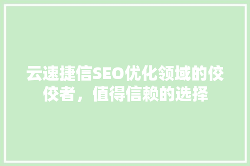 云速捷信SEO优化领域的佼佼者，值得信赖的选择