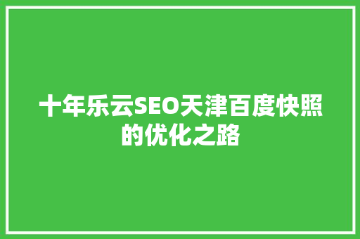 十年乐云SEO天津百度快照的优化之路