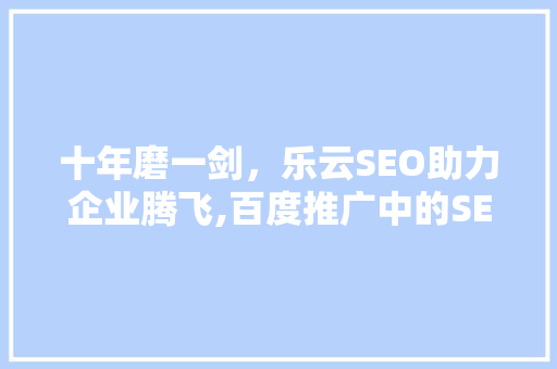 十年磨一剑，乐云SEO助力企业腾飞,百度推广中的SEO优化之路