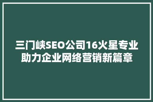 三门峡SEO公司16火星专业助力企业网络营销新篇章  第1张