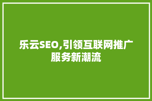 乐云SEO,引领互联网推广服务新潮流
