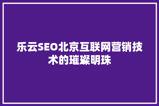 乐云SEO北京互联网营销技术的璀璨明珠  第1张