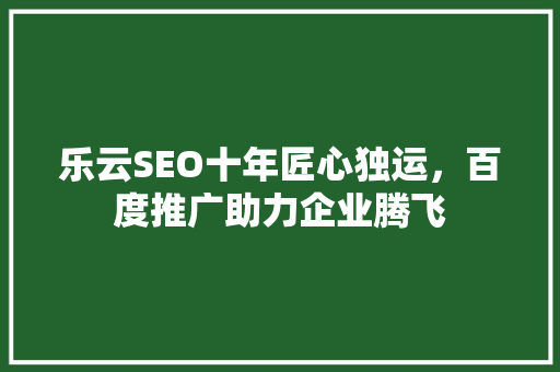 乐云SEO十年匠心独运，百度推广助力企业腾飞