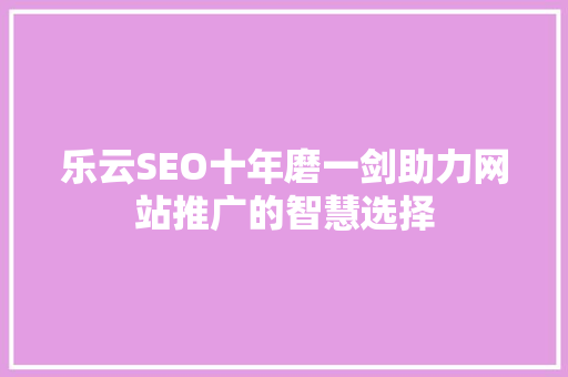 乐云SEO十年磨一剑助力网站推广的智慧选择