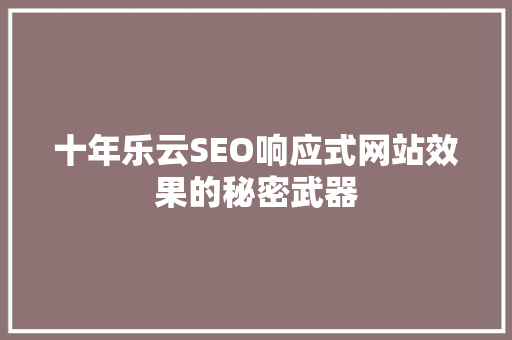 十年乐云SEO响应式网站效果的秘密武器