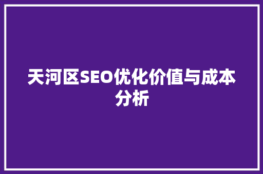 天河区SEO优化价值与成本分析