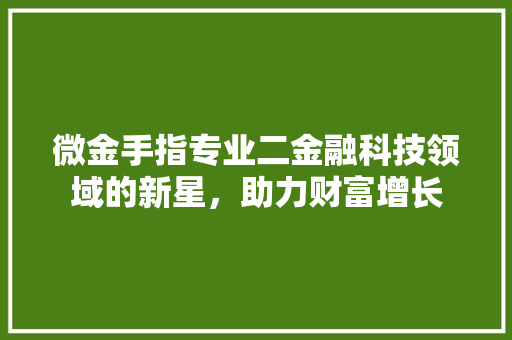 微金手指专业二金融科技领域的新星，助力财富增长  第1张