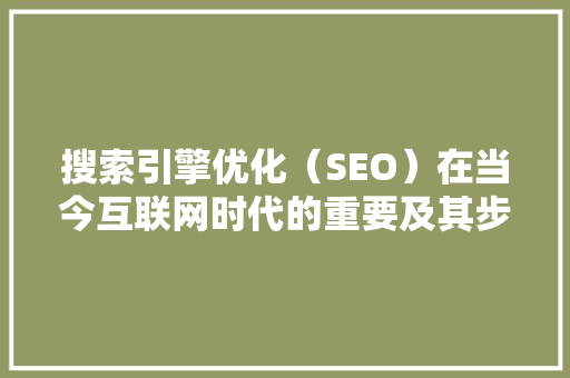 搜索引擎优化（SEO）在当今互联网时代的重要及其步骤讨论