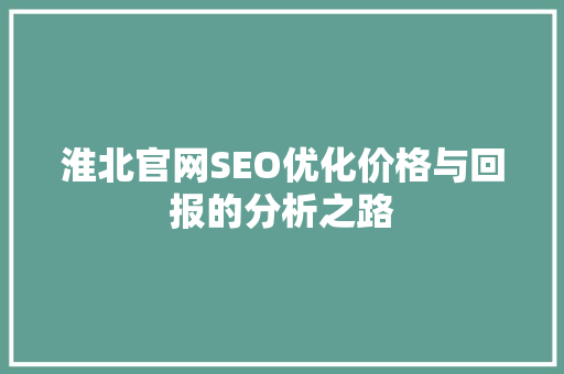淮北官网SEO优化价格与回报的分析之路