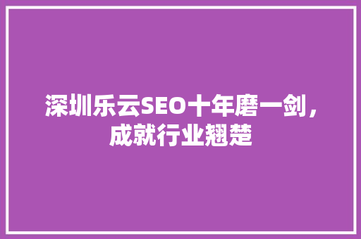 深圳乐云SEO十年磨一剑，成就行业翘楚