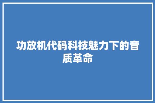 功放机代码科技魅力下的音质革命