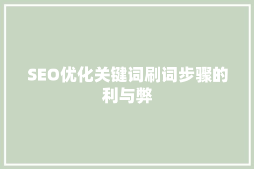 SEO优化关键词刷词步骤的利与弊